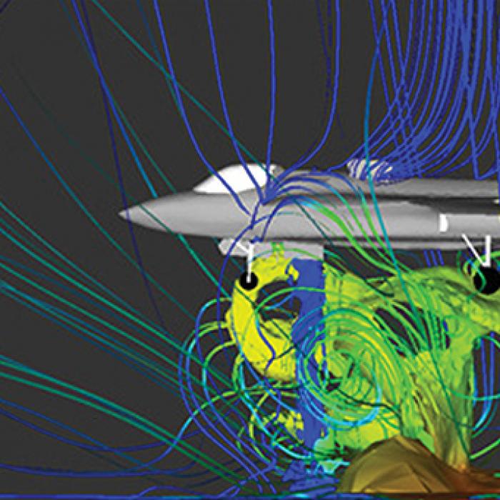 Computer simulation of exhaust from an aircraft