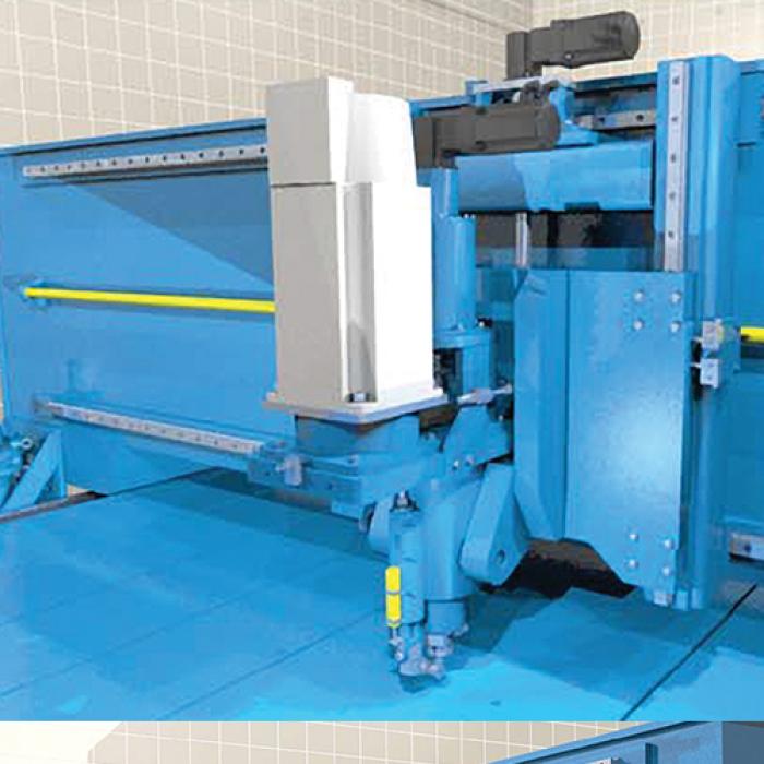 Nova-Tech’s FSW machines, like this G10K/Large Plate Gantry Friction Stir Welder, achieve increased capabilities with the incorporation of NASA’s auto-adjustable pin tool technology. 2 views of the Nova-Tech friction stir welding machine