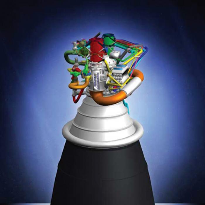 Devoted to developing advanced, high-temperature materials and processes, Glenn Research Center’s Structures and Materials Division works to create enabling technologies for future aerospace propulsion and power generation systems, such as the J-2X engine, planned to power the new crew launch vehicle’s upper stage and the Earth-departure stage of the cargo launch vehicle. Illustration of J-2X engine