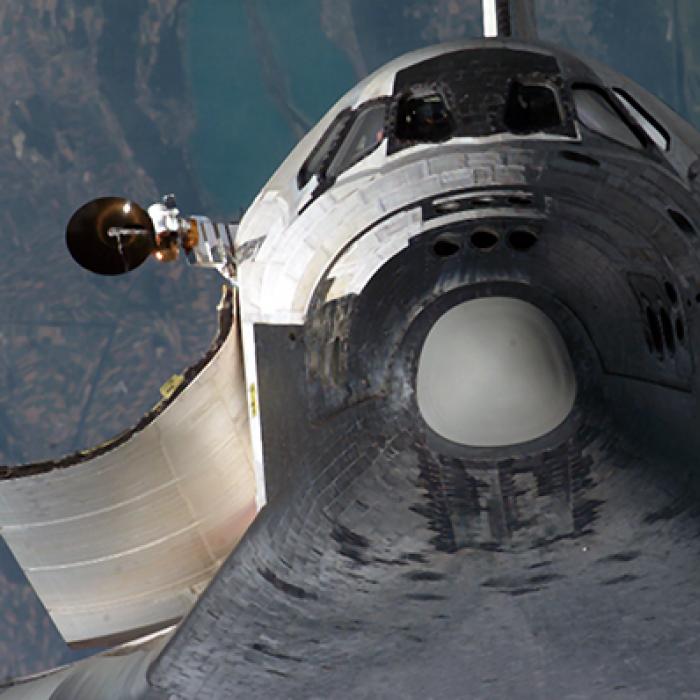 A view of the Space Shuttle’s nose cone