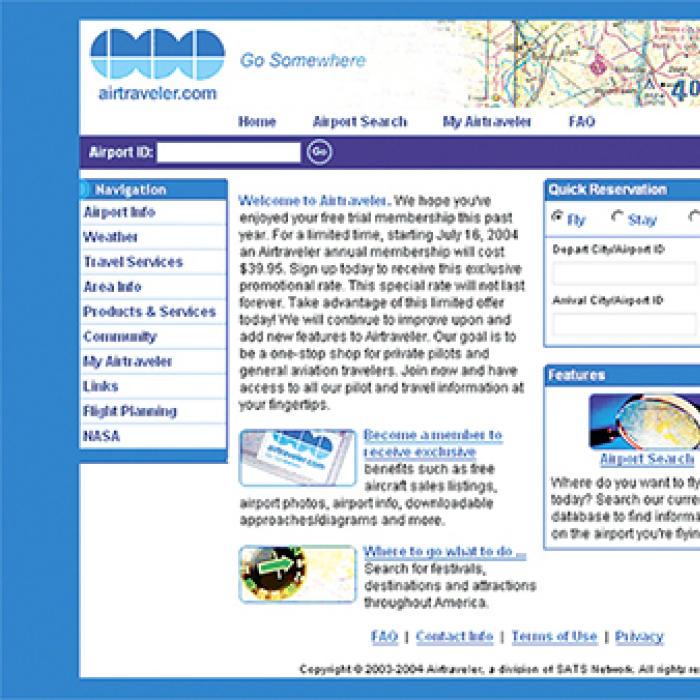 Screen shot of the Airtraveler Web site.