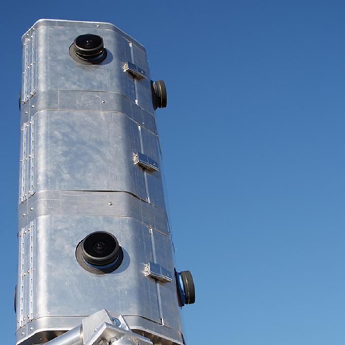 Wide-angle stereo camera used by earthmine