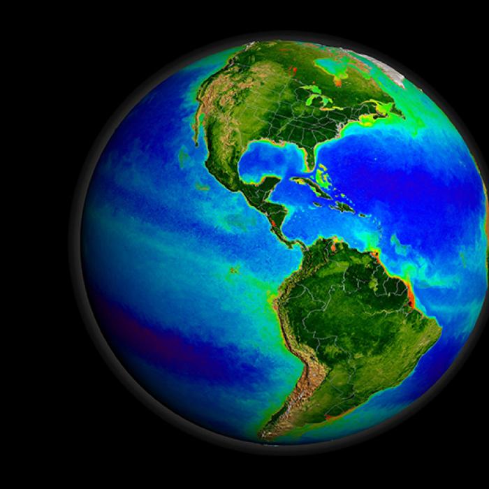The SeaWiFS instrument has been collecting ocean data since 1997. By monitoring the color of reflected light via satellite, scientists can determine how successfully plant life is photosynthesizing. This image represents nearly a decade’s worth of data taken by the SeaWiFS instrument, showing the abundance of life in the sea. Sea life across the globe through color