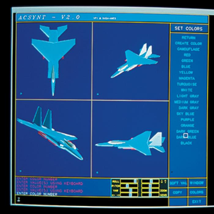 Computer screen with aircraft designer software running