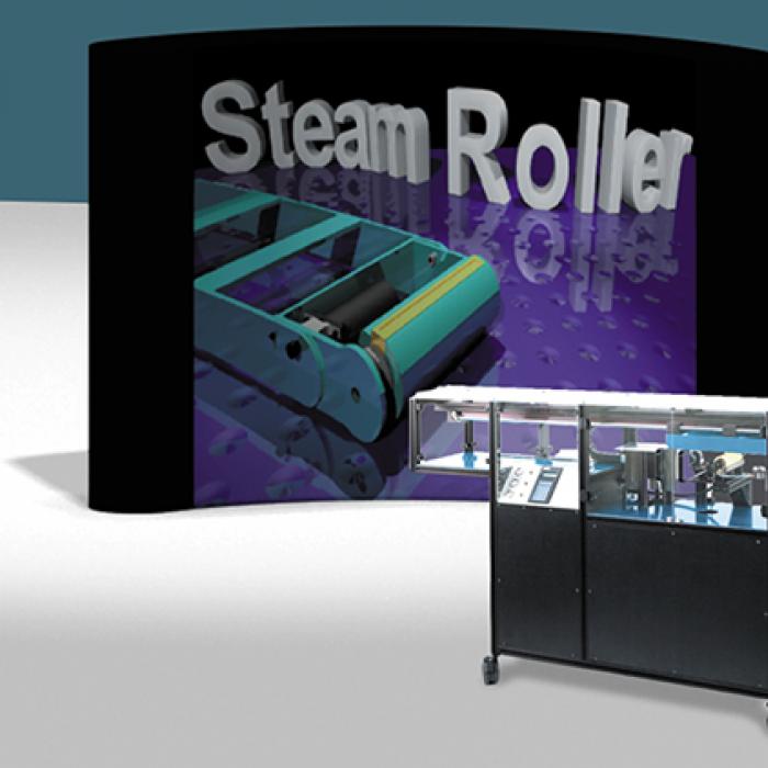 SteamRoller unit on wheels with a SteamRoller display in the background