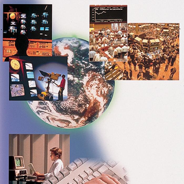 A collage of images representing space resource allocation technology