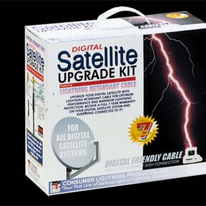 A consumer upgrade kit used in the protection of small satellite dishes