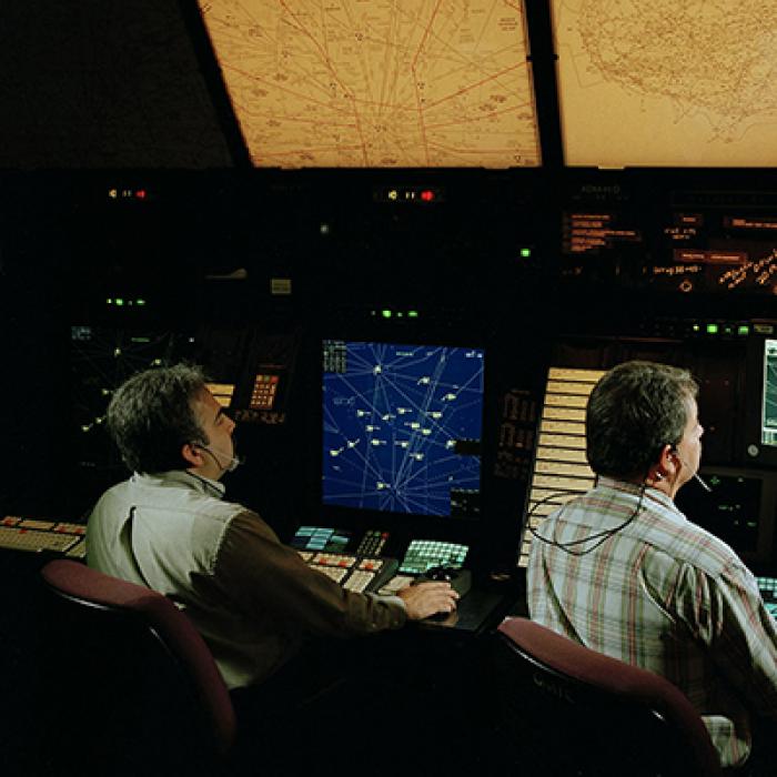 Air traffic controllers at work