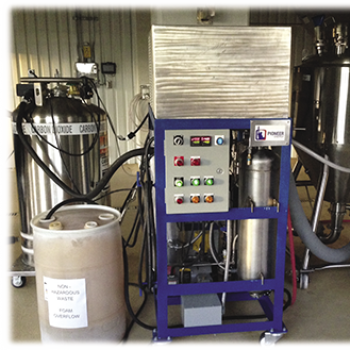 Pioneer Energy’s CO2 Craft Brewery Recovery System can recapture about five tons of carbon dioxide per month, enough for a brewery that generates up to about 60,000 barrels per year, and units can be stacked to increase that capacity. CO2 Craft Brewery Recovery System and tanks