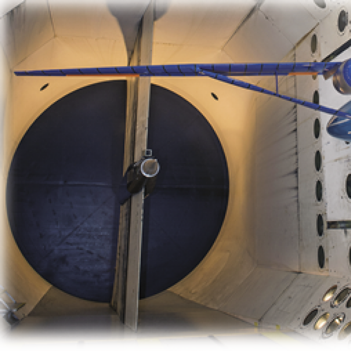 Aircraft model in a testing tunnel