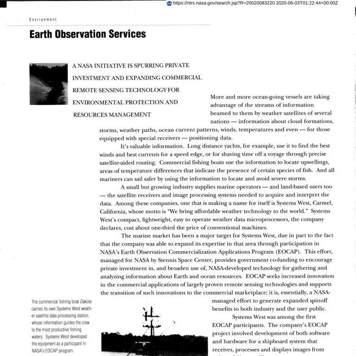 Earth Observation Services (Oil Spill Mapping)