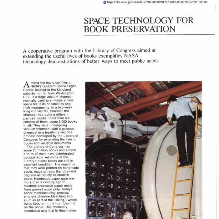 Space Technology for Book Preservation