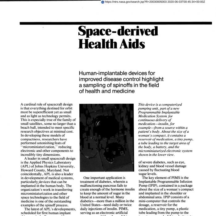 Space Derived Health Aids (PRN, Neuropacemaker)