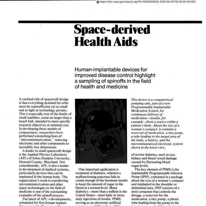 Space Derived Health Aids (Cardiac Pacemaker)
