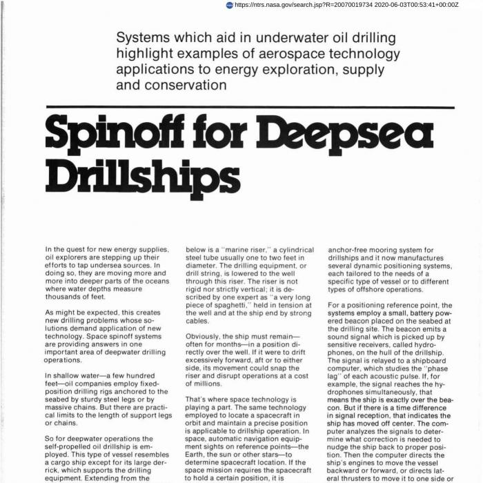Spinoff for Deepsea Drillships
