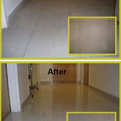Tile floors before and after treatment