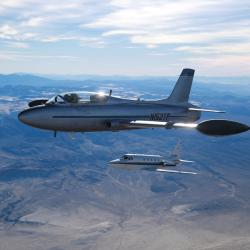 Two planes flying over Mojave Desert