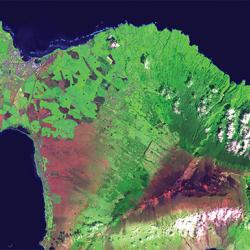 A false-color infrared view of Maui
