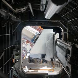 view of the NanoRacks External Payload Platform from inside the International Space Station
