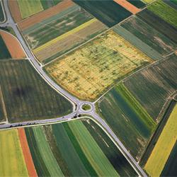 An aerial view of farmland