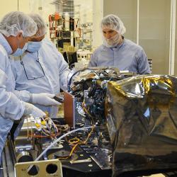 Engineers working on the Geostationary Operational Environmental Satellite-R
