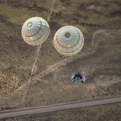 Orion and its parachutes during test flight