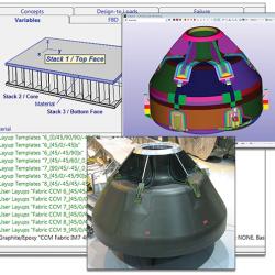 Two HyperSizer screenshots and a resulting model of the Orion crew module