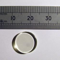 REAl glass disk next to a ruler