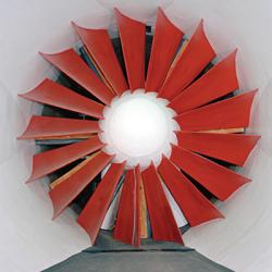 Wooden fan blades at the end of the IRT