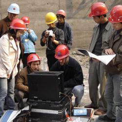 Engineers use Sensor Tran system to collect temperature data for a dam project