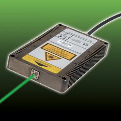 An electronic device emitting a green laser