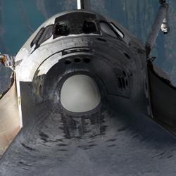 A view of the Space Shuttle’s nose cone