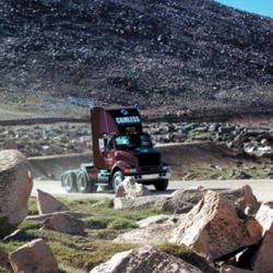 A camless big-rig truck on Pikes Peak