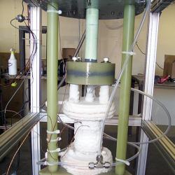 A quick-disconnect valve undergoes cryogenic testing
