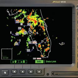 WSI NOWrad® radar graphics on a panel-mounted, multi-function display