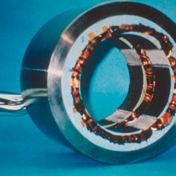 The AVCON magnetic bearing against a blue background