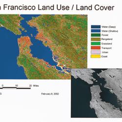 From a satellite image of San Francisco, GEODESY is able to map water depth, terrain, and transportation routes