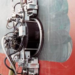 UltraStrip Systems, Inc.’s M-2000 removes paint from the hull of a ship