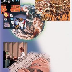 A collage of images representing space resource allocation technology