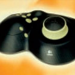 Digital video game controller on an orange background
