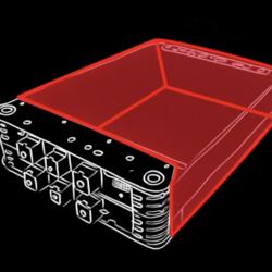 A representation of an electric car battery with a red-colored area indicating where the insulation would be