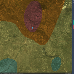 A colorized map on the left, accompanied by an analysis panel on the right called “Air Quality Index” that includes charts labeled “Wind Speed” and “Population.” 