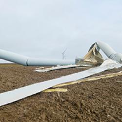 A crumpled wind turbine