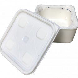 White container with lid askew