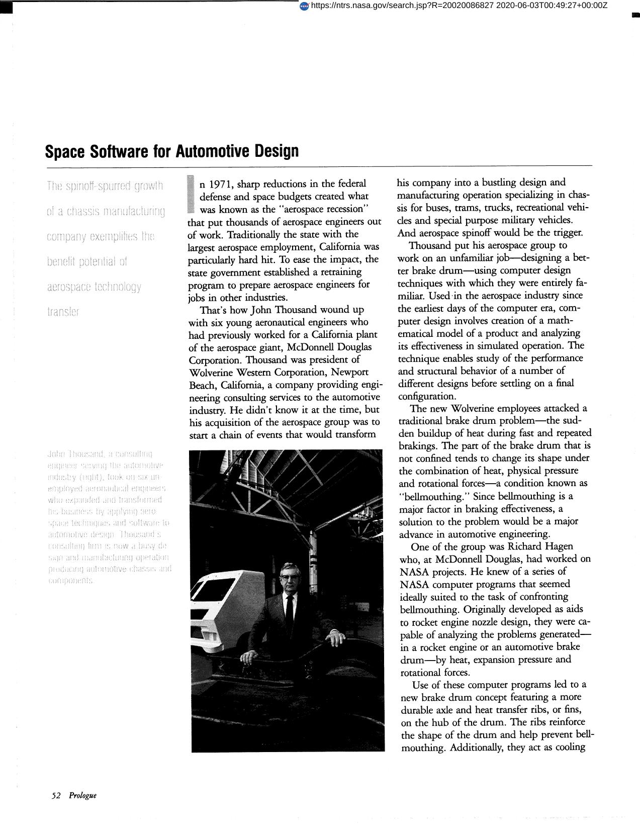 Space Software for Automotive Design