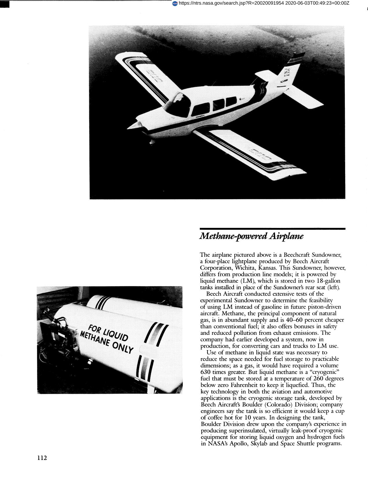 Methane-Powered Airplane