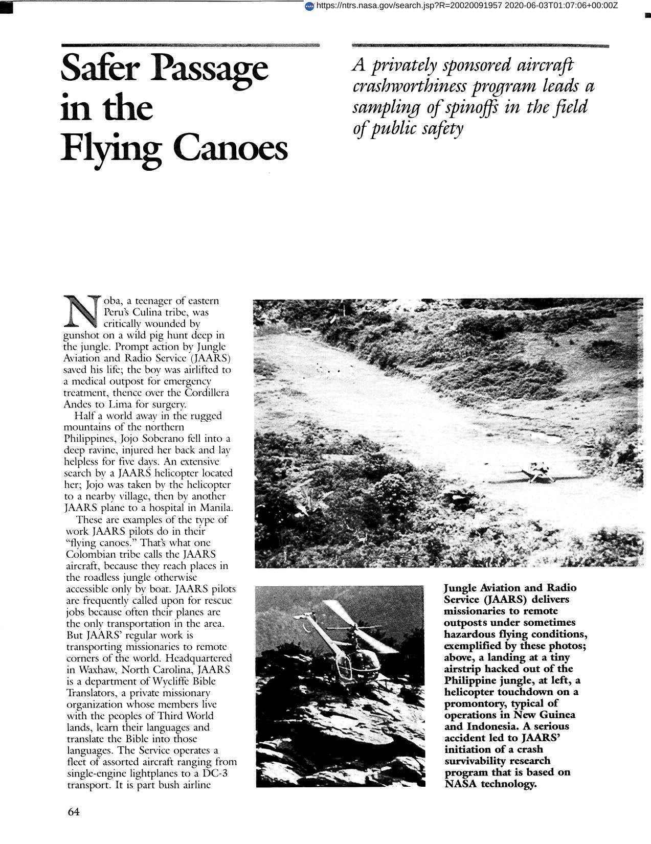 Safety Passage in the Flying Canoes