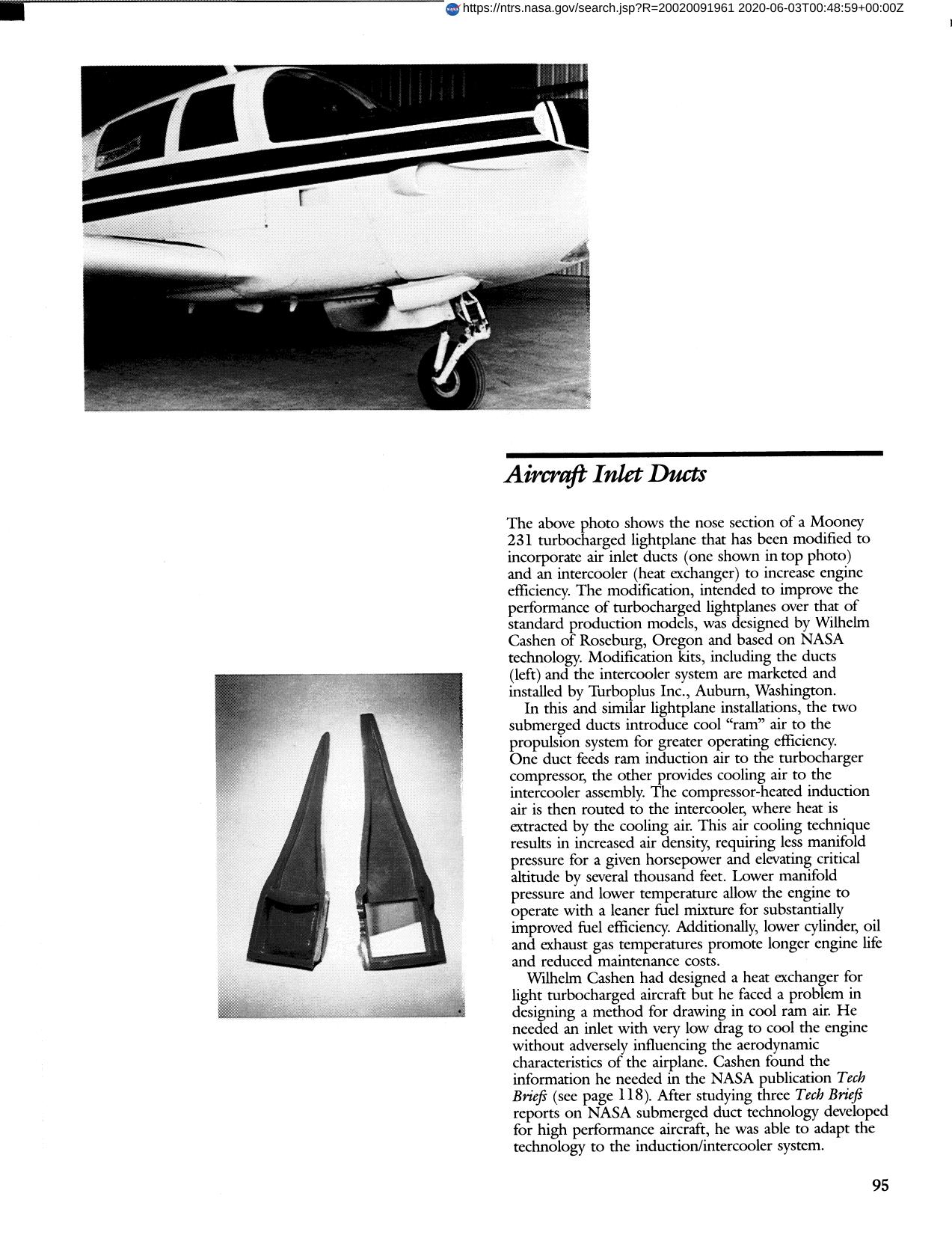 Aircraft Inlet Ducts | Nasa Spinoff