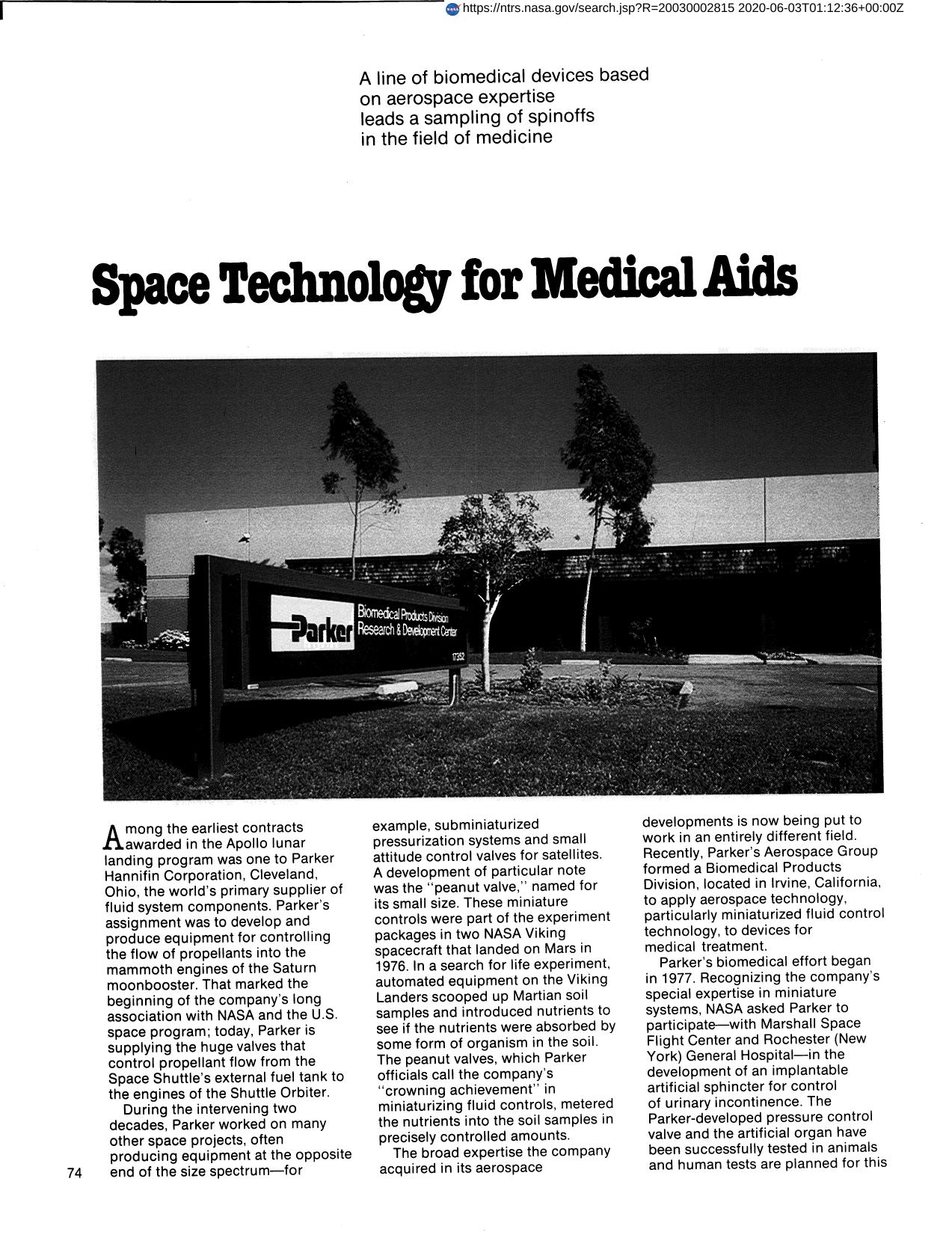 Space Technology for Medical Aids